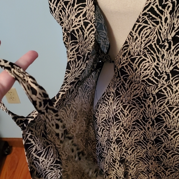 J. Stevens Black Tan Nature Print Faux-Wrap Dress - Picture 7 of 9